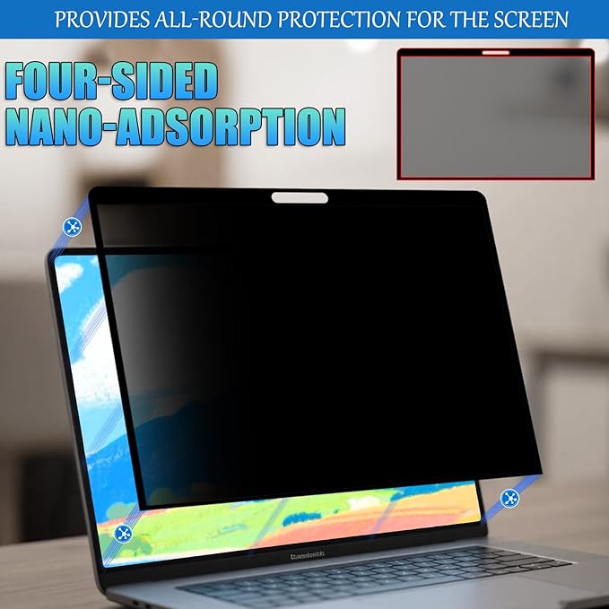 Nano-Suction Privacy Screen Protector for MacBook Pro 13 Inch (2016-2022, M1, M2) Removable Laptop Privacy Screen Shield Ultra-Thin Design