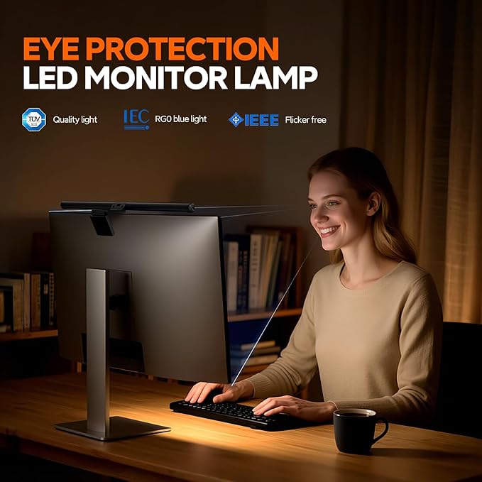 LYMAX Monitor Light Bar, Eye-Care USB Computer Lamp Dimmable Screen Light Bar, Fit for All Monitor with Wireless Controller, Backlight, No Screen Glare, Space Saving for Home Office Gaming Desk Light