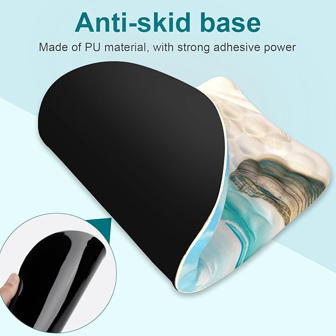 Ergonomic Wrist Mouse Pad with Massage Design, Wrist Rest Mousepad with Memory Foam Non-Slip PU Base, Mouse Pad with Wrist Support for Wireless Mouse & Desk, Y Summer Beach