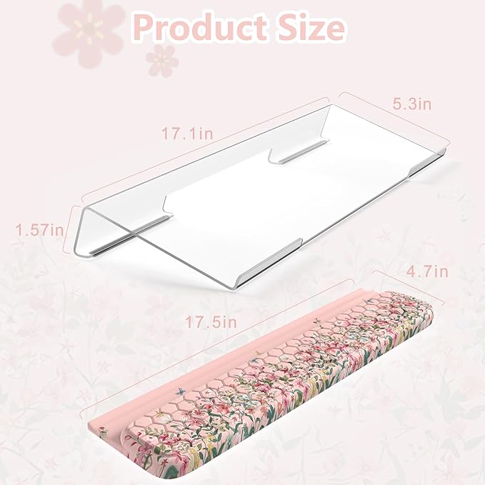 HAOCOO Ergonomic Keyboard Rest Wrist Pad,Comfortable Keyboard Wrist Rest Holder, 3-Level Height Adjustment Acrylic Keyboard Stand, Easy Typing Desk Accessories, Aesthetic Keyboard Riser for Desk