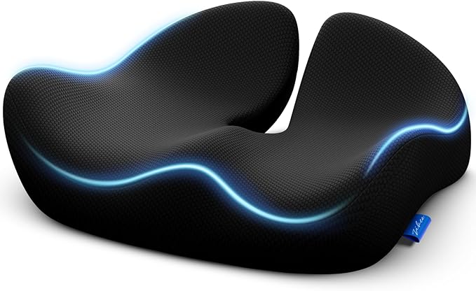 ZIKEE Pioneering Seat Cushion for Pressure Relief, Ergonomic Office Chair Cushion for Coccyx, Back & Lumbar Support, High-Density Memory Foam Car Seat Cushion with Anti-Slip Base
