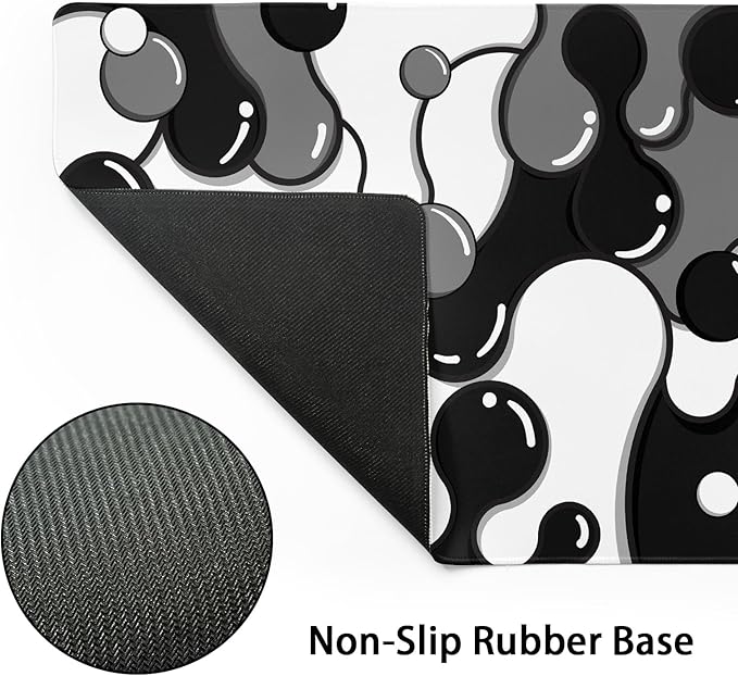aportt Black White Grey Mouse Pad XL Anime Cool Geometric Japanese Extended Desk Mat 80X30cm Non-Slip Rubber Base Stitched Edge Large Mousepad for Desk Gaming Laptop Desktop,31.5×11.8 Inch