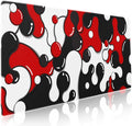 aportt Red Black White Mouse Pad Anime Cool Geometric Japanese Extended Desk Mat 90X40 CM Non-Slip Rubber Base Stitched Edge Large XXL Mousepad for Gaming Laptop Computer Desktop 35.4×15.7 Inch