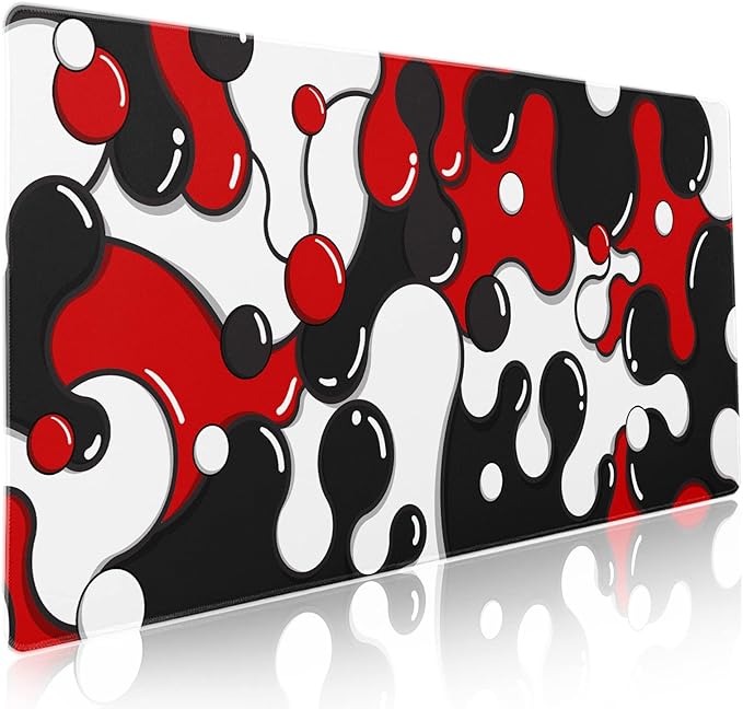 aportt Red Black White Mouse Pad Anime Cool Geometric Japanese Extended Desk Mat 90X40 CM Non-Slip Rubber Base Stitched Edge Large XXL Mousepad for Gaming Laptop Computer Desktop 35.4×15.7 Inch