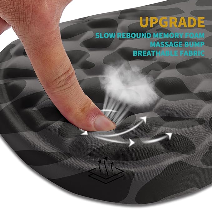 Hokafenle Ergonomic Mouse Pad Wrist Support, Wrist Rest Mousepad for Carpal Tunnel with Integrated Memory Foam Slope Massage Bulge (11.8x7.9 inch,Black Leopard)