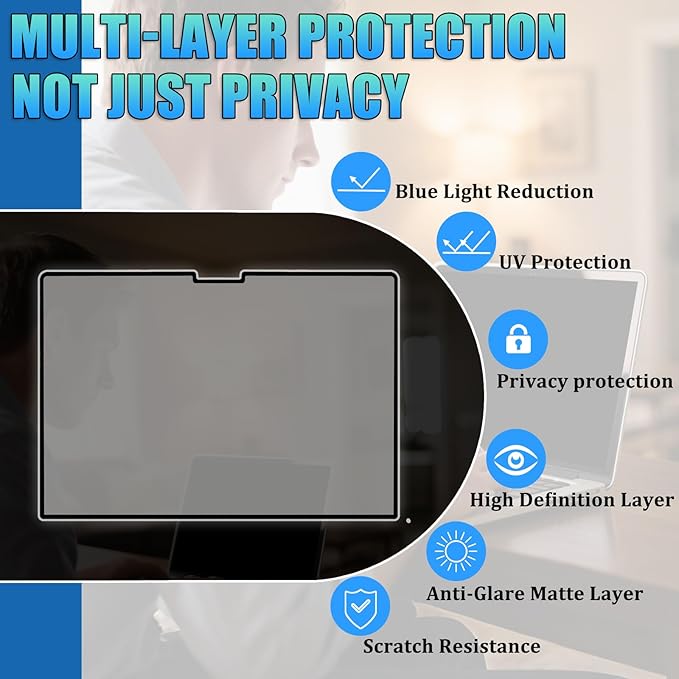 Nano-Suction Privacy Screen Protector for MacBook Pro 14 Inch (2021-2024, M1, M2, M3, M4, Pro, Max) Removable Laptop Privacy Screen Shield