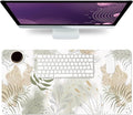 Desk Mat Large Protector Pad 23.6" ×11.8", Non-Slip PU Leather Desk Blotter, Waterproof Mouse Pad for Office Home Leaf