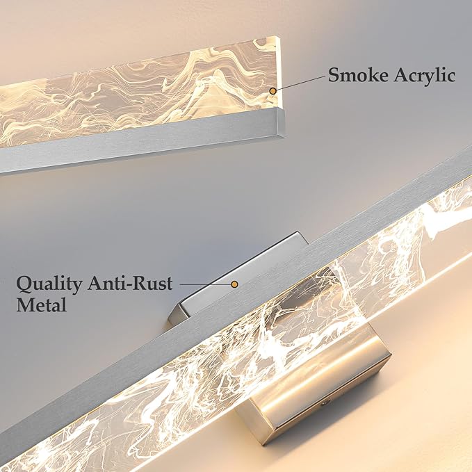 39 Inch Brushed Nickel Vanity Light Fixture, 28W Dimmable LED for Bathroom Above Mirror, Modern Wall Mount Lighting 3000K