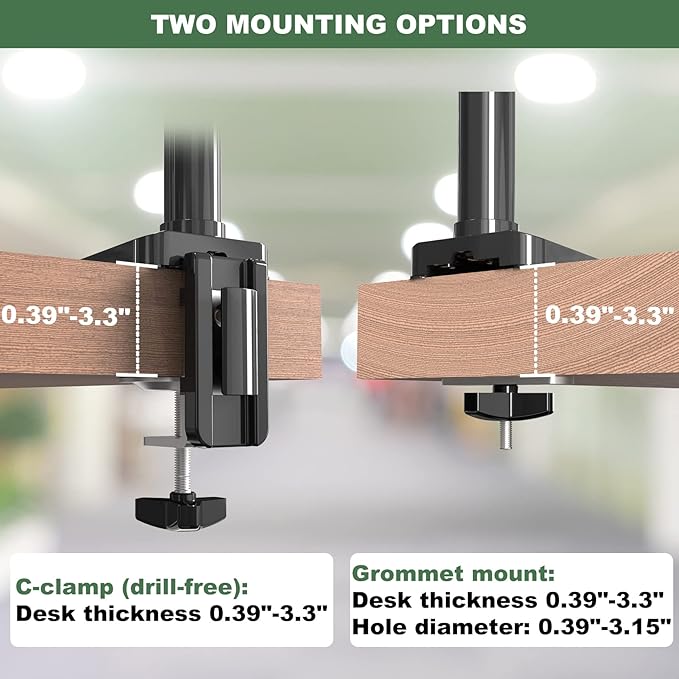 Triple Monitor Desk Mount for Three Flat/Curved Computer Screens up to 27 inch, Fully Adjustable Gas Spring Triple Monitor Arms Hold up to 17.6lbs, VESA 75x75/100x100mm