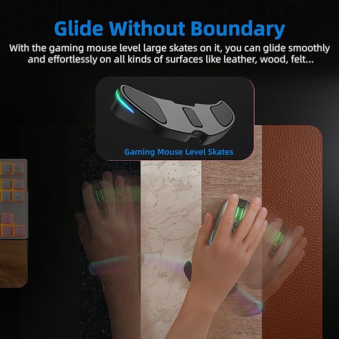 HornsX1 Right-Handed RGB Ergonomic Gliding Palm Rest for Mouse, Wrist Rest Pad, 3 RGB Lighting Modes, Reduce Wrist Pain, Anti-Fatigue, for Gaming/Office Work Casual Use - Black2, 1 PCS