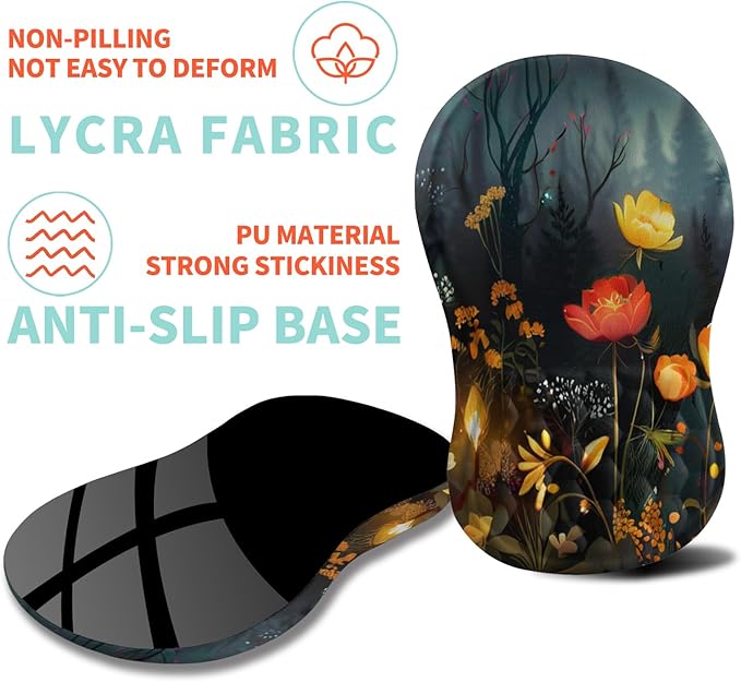 Ergonomic Mouse Pad Wrist Support with Memory Foam Massage Bulge, Carpal Tunnel Mousepad Wrist Rest for Mouse(12x8 inch, Midnight Forest)