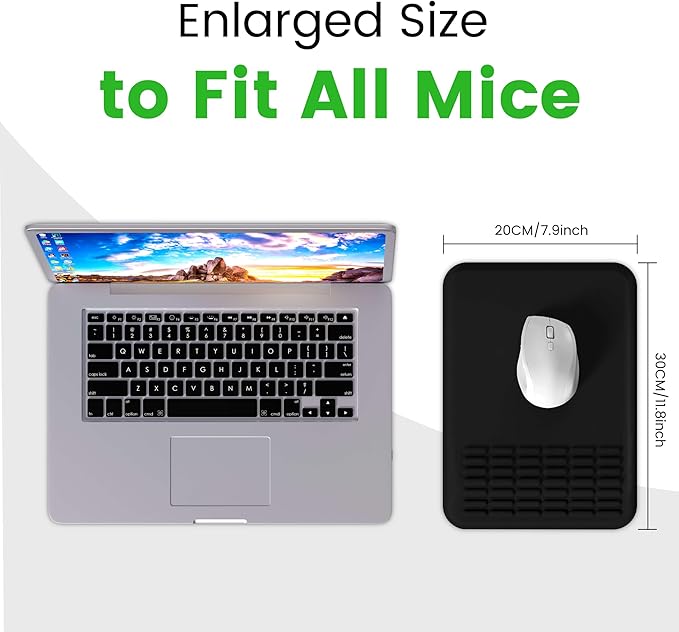 MEKASS Mouse Pad with Wrist Rest, Ergonomic Slope Mousepad for Carpal Tunnel, Memory Foam Desk Computer Wrist Support Mouse Pad with for Office Home (Green Marble)