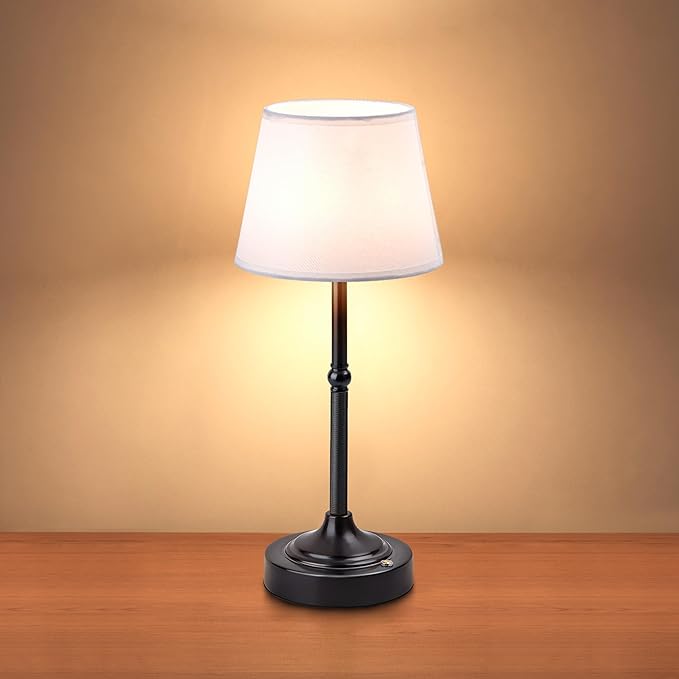 LUTEC Cordless Table Lamp, Battery Operated Lamp with 3 Color Temps and Stepless Dimming, 5200mAh Portable Rechargeable Table Lamp for Restaurant/Bedroom/Bars/Outdoor (Black)