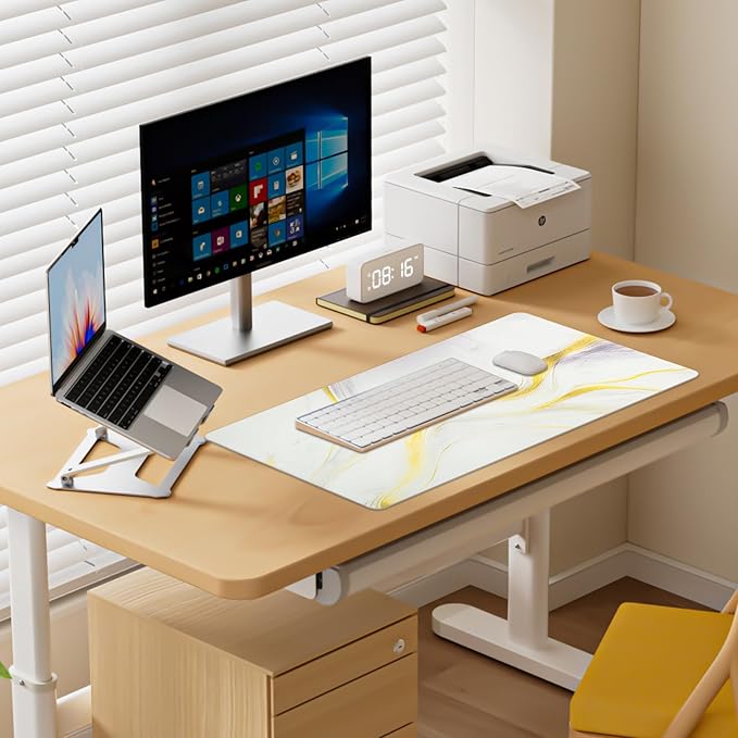 Marble Desk Pad, Desk Matt for Desktop, Leather Mouse Pad, Waterproof Keyboard Mat, Non-Slip Computer Mat, Keyboard and Mouse Pad for Office Decor (31.5"x15.7")