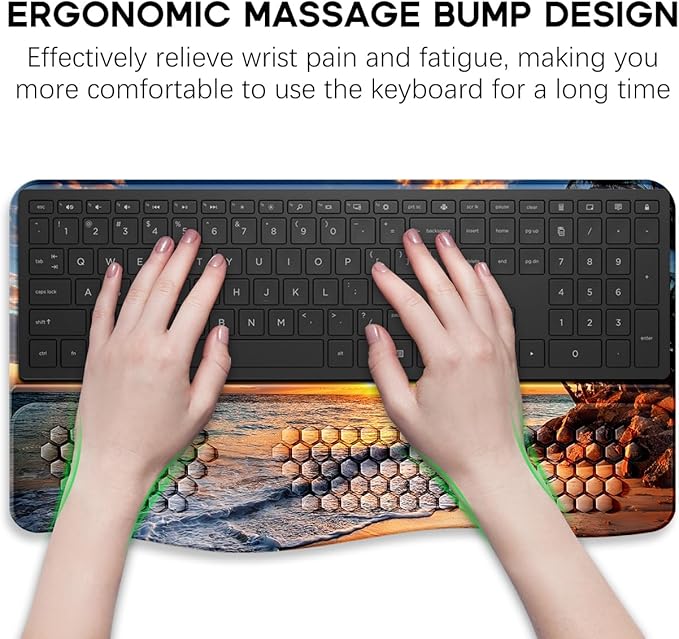 JIKIOU Keyboard Stand with Wrist Rest, Computer Keyboard Stand Pad with Non-Slip Base, Comfy Ergonomic Keyboard Riser Holder for Gaming Office Home 17.13x9.5 in (05Sunset)