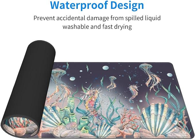 Jellyfish Mouse Pad XL Large Mousepad Non Slip Rubber Base Desk Mat for Laptop Computer Gaming 31.5" X 12"
