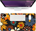 Desk Mat Large Protector Pad 23.6" ×11.8", Non-Slip PU Leather Desk Blotter, Waterproof Mouse Pad for Office Home Retro Flower