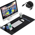 Wireless Charging Mouse Pad with Foldable Phone Holder, 15W Magnetic Fast Charging for iPhone Samsung, 31.5"x15.75" Large Desk Mat for Laptop/Keyboard, Waterproof Gaming Mousepad with Non-Slip Base