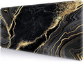 IMAYONDIA Black and Gold Marble Desk Mat(35.4x15.7 in), Extended Computer Large Gaming Mouse Pad Mousepad for Desks, Anti Slip Rubber Base Desk Pad for Office Home Laptop Desktop Mat