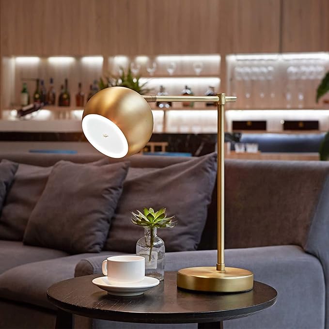 Globe Electric 18" Desk Lamp, Matte Brass Finish, Pivoting Shade, in-Line Rocker Switch, 10W LED Bulb Included, Vintage Glam Style, 52915