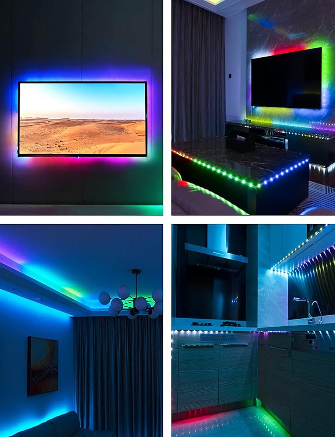 Daymeet LED Lights for TV, 9.8FT RGB TV LED Backlight for 32-43 inch TVs, USB Strip Lights Behind TV, Color Changing Sync with Music, Bluetooth App Controlled Led Lights for Bedroom Gaming Home Decor