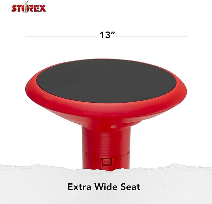 Storex Active Tilt Stool – Ergonomic Seating for Flexible Office Space and Standing Desks, Adjustable 12-24 Inch Height, Red (00324A01C)