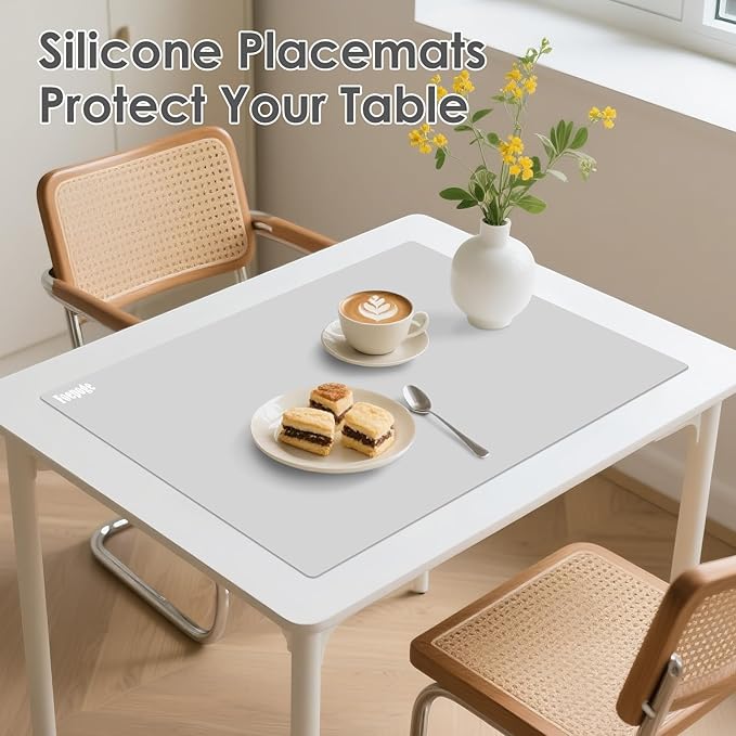 Extra Large Silicone Mat for Resin 36.2" x 24", 2MM Thick Silicone Craft Mat for Table, Multifunction Silicon Matt for Kitchen Countertop Protector Heat Resistant Placemat by Foepoge(Gray)