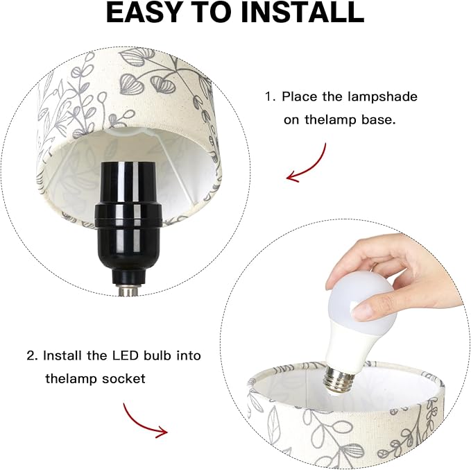 Bedside Touch Lamps for Nightstand with 2 USB Charging Ports, 3 Way Dimmable Wood Bedroom Lamp with Flower Fabric Shade, Small Table Lamp for Living Room Reading Desk (LED Bulb Included)