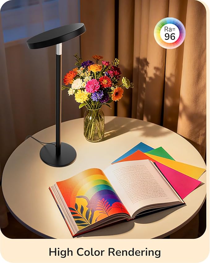 EDISHINE LED Table Lamp with 2 Adjustable Height, 5%-100% Dimmable & 3 Color Temperature, Touch Control, Modern Desk Lamp for Home Office, Living Room, Black