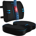 Ergonomic Seat Cushion & Lumbar Support Pillow - Memory Foam for Sciatica Pain Relief & Posture Correction, Non-Slip Chair Cushions for Office Chair/Car/Wheelchair/Travel (Black)