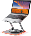 Laptop Stand for Desk, Adjustable Computer Stand with 360° Rotating Base, Ergonomic Laptop Riser for Collaborative Work, Foldable & Portable Laptop Stand, fits for All 10-16" Laptops (RGB-Gray)