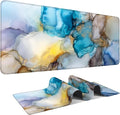 Large Mouse Pad & Keyboard Mat 35x16 Inches, Luxury Fluid Agate with Gold Veins Non-Slip Rubber Base Desk Mat, Large Extended Desk Protector for Home Office Gaming Setup