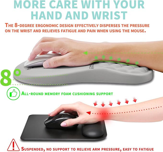Ergonomic Mouse Pad Wrist Support with Memory Foam Massage Bulge, Carpal Tunnel Mousepad Wrist Rest for Mouse(12x8 inch, Good Morning)
