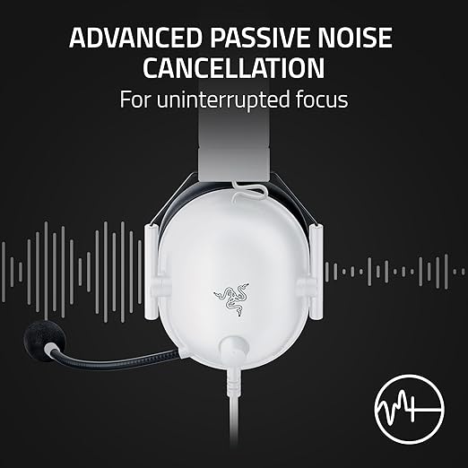 Razer BlackShark V2 X Gaming Headset: Special Edition - 50mm Drivers - Cardioid Mic - Comfortable Noise Isolating Earcups - for PC, Mac, PS5, Xbox One, Nintendo Switch via 3.5mm Audio Jack - White