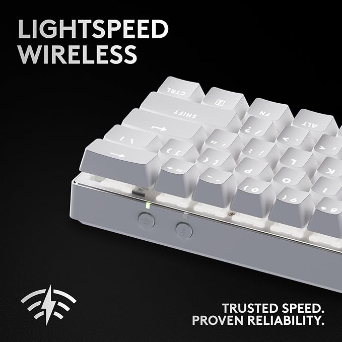 Logitech G PRO X 60 Lightspeed Wireless Gaming Keyboard, Ultra Compact TKL 60% Mechanical Keyboard for Windows PC, LIGHTSYNC RGB, Dual-Shot PBT Keycaps, GX Optical Tactile Switches - White