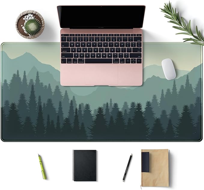 Forest Desk Mat Green Nature Large Mouse Pad XXL 31.5''X 15.7'' Landscape Aesthetic Desk Pad Gaming Mousepad Big Keyboard Mouse Mat for Laptop Computer Office Decor