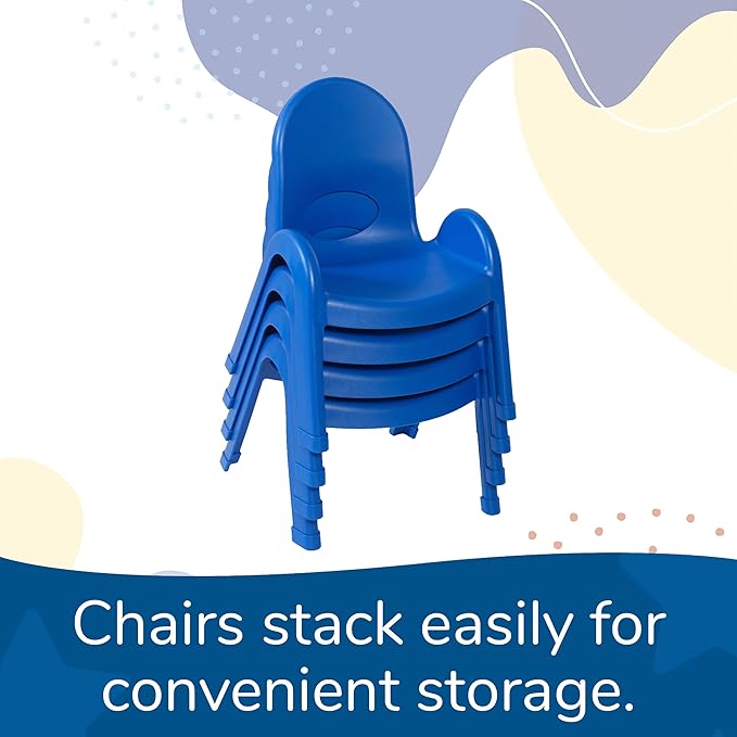 Children’s Factory Value Stack 9" Child Chair, Royal Blue, 2 Pack, Stackable Ergonomic Seating Solution for Classrooms and Homeschools