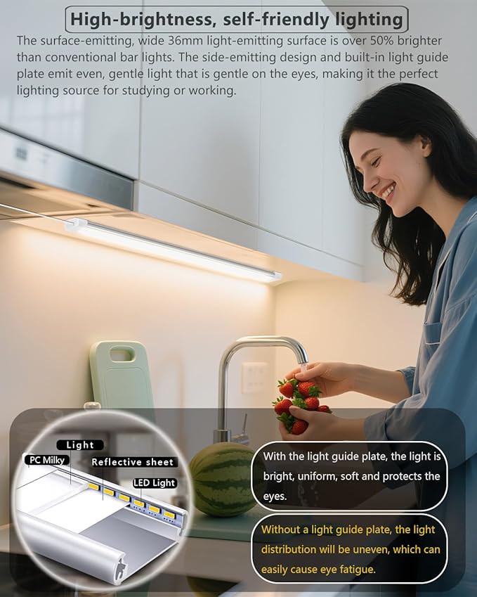 Strip Lights 15.7In Closet Lights, 12W 88 LED Super Bright, Dimming and Color Adjustment，USB Powered LED Light Bar for Room Under Counter Lighting Work Tables Student Dormitory Monitor Light