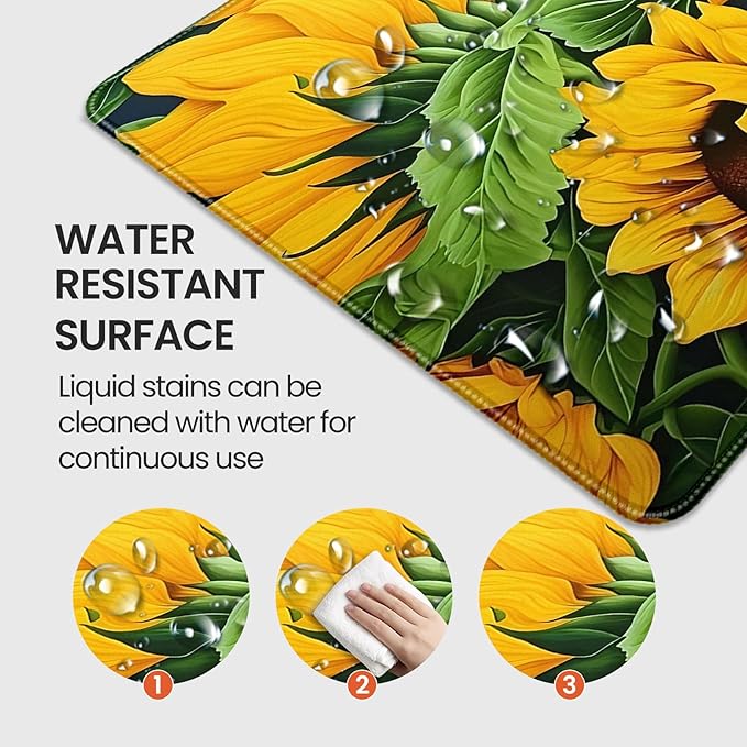 XXL Large Gaming Mouse Pad, 35.4 x 15.7 inches, with Non Slip Rubber Base, Extended Keyboard Pad for Home Computer Office Workstations, Large Laptop Mouse Pads Sunflower