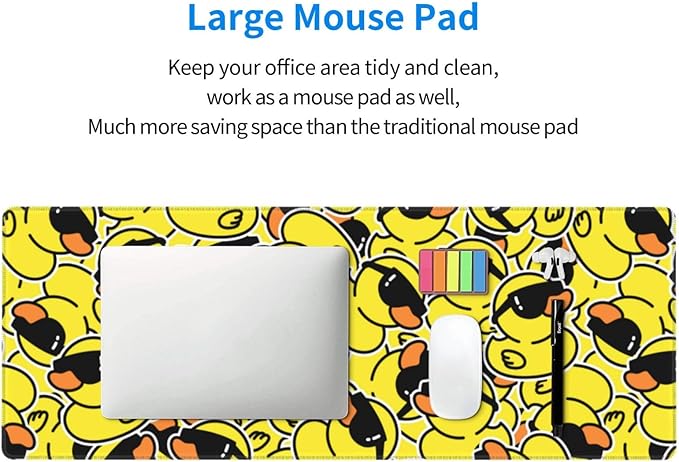 Duck Mouse Pad Extended Large Gaming Mousepad XL Big Long Oversized Desk Mat Stitched Edges 31.5 X 11.8 Inch for Home Office