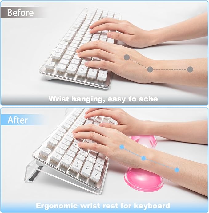 Keyboard Wrist Rest - Gel Wrist Rest for Computer Keyboard and Mouse, Acrylic Clear Keyboard Stand for Desktop, Ergonomic Keyboard Riser with Wrist Rest Support
