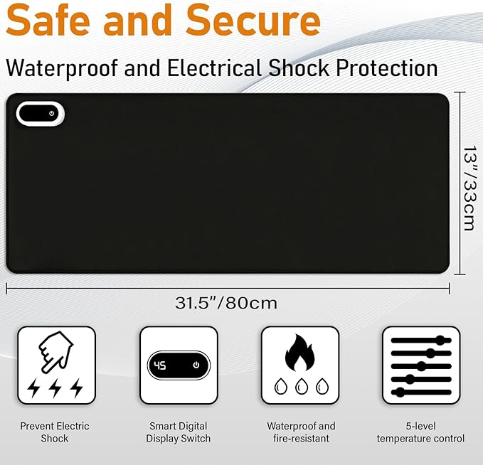 Heated Desk Pad, Heated Mouse Pad - 31.5 x 13 inch, Heated Desk Mat, Desk Warmer with 5 Heat Levels & Auto Shut-Off - Ideal for Office and Home(Pink)