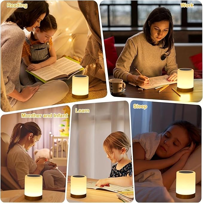 Portable Touch Small Night Light, 13 RGB Colors and 5 Brightness Levels USB Rechargeable Cordless LED Lamp with Remote Control and Timer for Bedroom Nursery Kids Room Nightstand