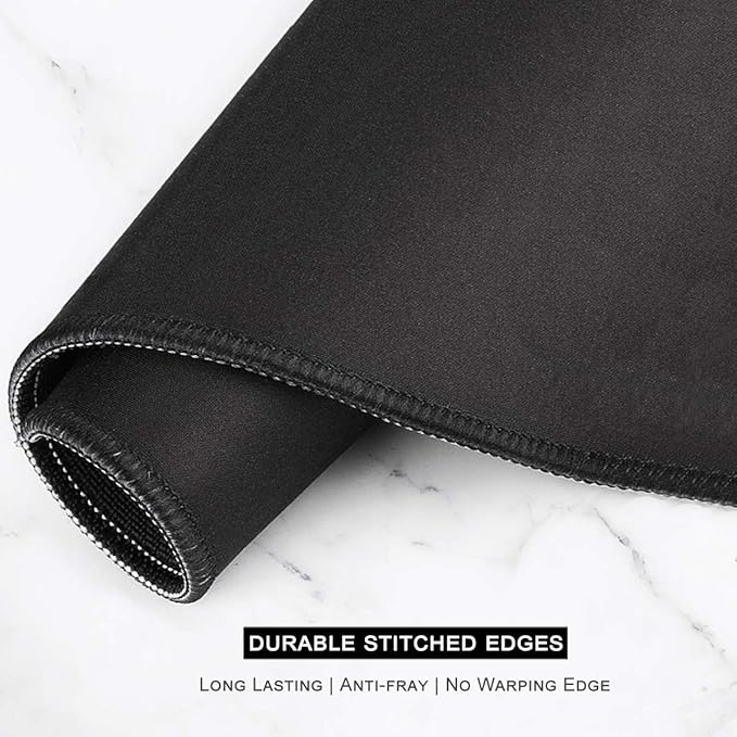 Auhoahsil Large Gaming Mouse Pad, Marble Theme XXL 35.4 x 15.7 in Desk Pad Stitched Non-Slip Rubber Long Computer Mousepad Thin Extended Full Size Desk Mat for Desktop, Laptop, Wireless Mice, White