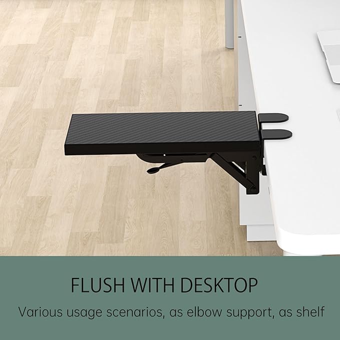 OUGIC Ergonomic Desk Extension Tray, 30 x 15 cm, Clamp Without Perforation, Foldable Keyboard Drawer Tray, Wrist Rest, Computer Stand