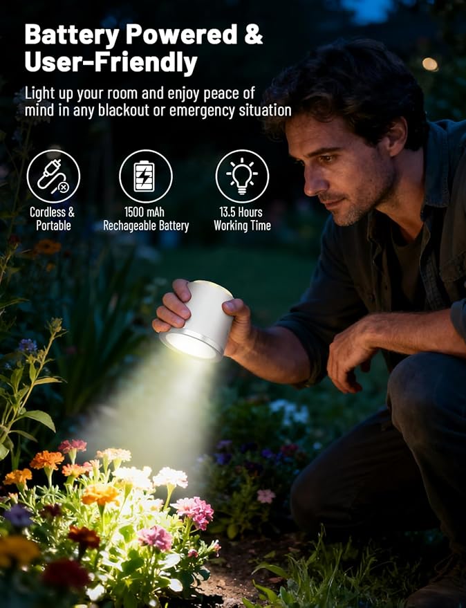 Cordless Desk Lamp, Magnetic Wall Mount LED Light, Portable Warm Night Light, Rechargeable Battery Powered Lamp, Dimmable Brightness & 3 Color Modes, Table Light for Reading, Work, Bedroom, Hallway