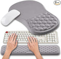 Hokafenle 2 in 1 Ergonomic Mouse Pad Wrist Support & Wrist Rest for Computer Keyboard Set, with Memory Gel Massage Bulge Design (2In1 Set, Neutral Gray Light Purple)