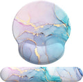 eulps Mouse Pad Wrist Support, Ergonomic Memory Foam Keyboard Wrist Pad & Gel Wrist Rest Set for Computer Keyboard for Easy Typing for Office & Home (Cyan Pink Marble)