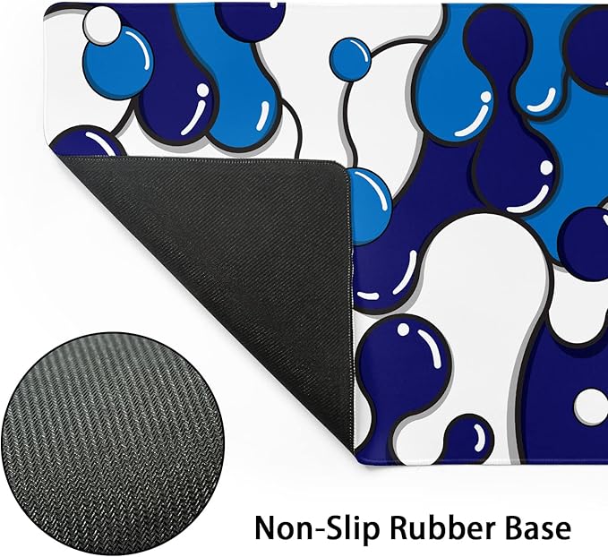 aportt Navy Blue White Mouse Pad Anime Cool Geometric Japanese Extended Desk Mat 90X40 CM Non-Slip Rubber Base Stitched Edge Large XXL Mousepad for Gaming Laptop Computer Desktop 35.4×15.7 Inch
