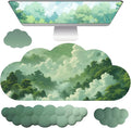 Cloud Mouse Pad Keyboard Wrist Rest for Mouse 4PCS Extended Large Desk Mat Pad Set Memory Foam Non-Slip Cute Ergonomic Gaming Mouse Wrist Support for Computer Home Office Mountain Forest Green